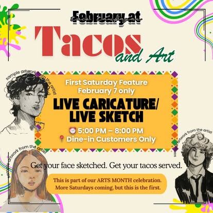 Tacos and Art live caricature event